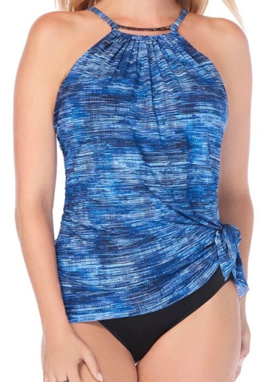 MagicSuit by Miraclesuit Womens Blue Jean Parker Swimsuit Swimdress One-Piece 16